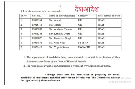 हिमाचल को मिले सात नए एचएएस अधिकारी