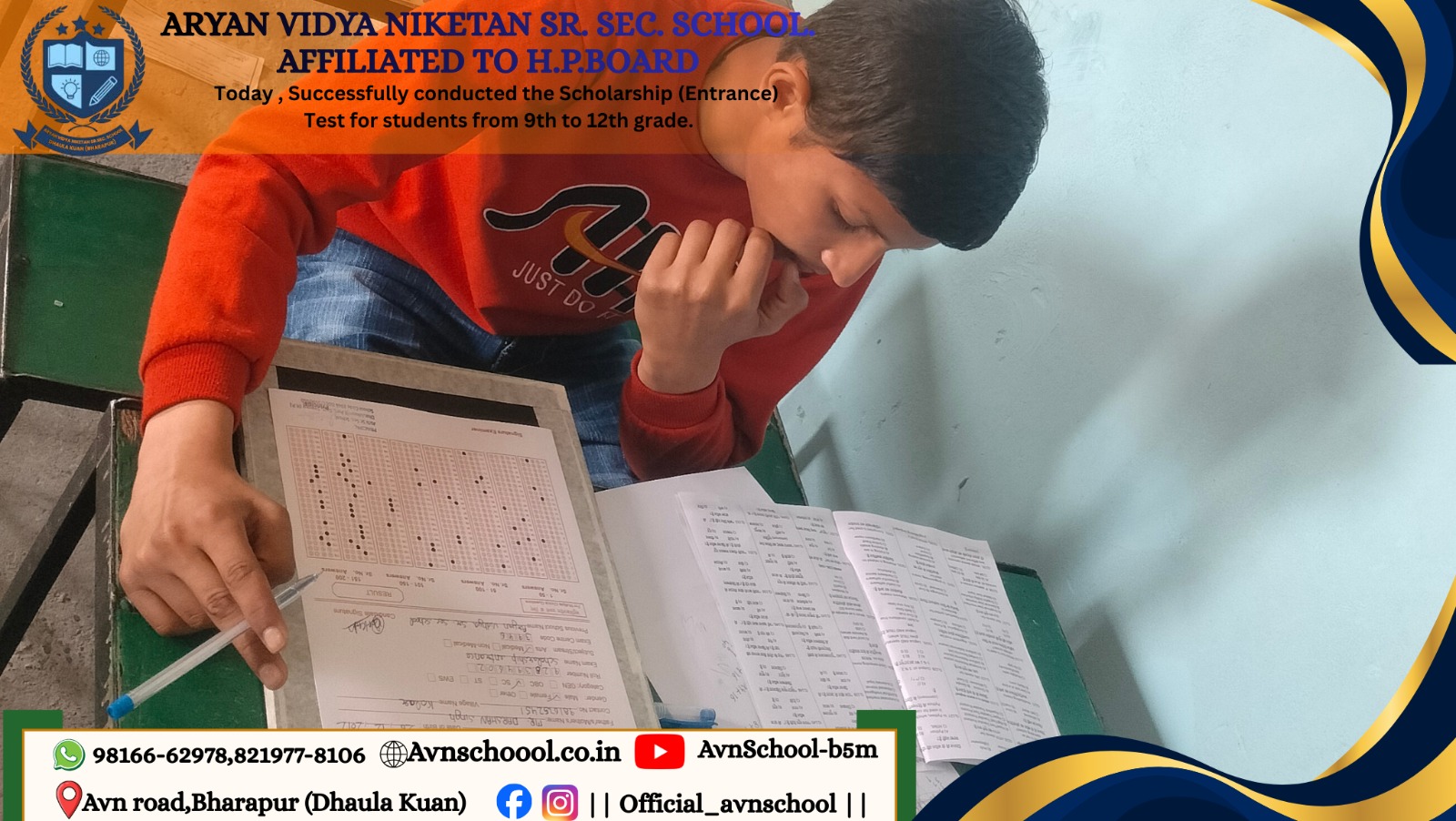 AVN school conducted a **FREE Scholarship Entrance Test